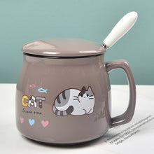 Load image into Gallery viewer, Cute Cat Ceramic Mug/Spoon
