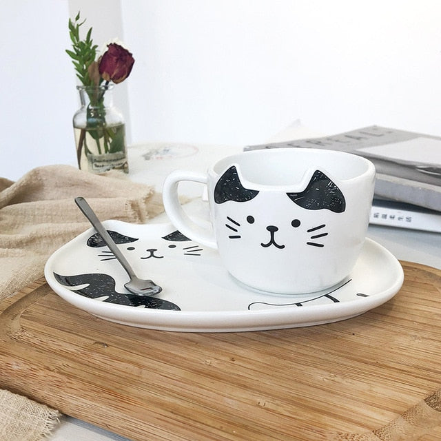 Cute Cat Ceramic Coffee Set