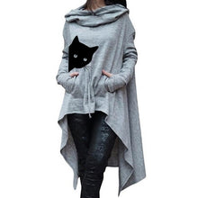 Load image into Gallery viewer, Graphic Cat Print Loose Hoodie
