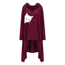 Load image into Gallery viewer, Graphic Cat Print Loose Hoodie
