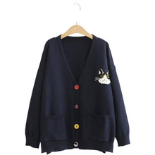 Load image into Gallery viewer, Cardigans Cartoon Cat  Sweater

