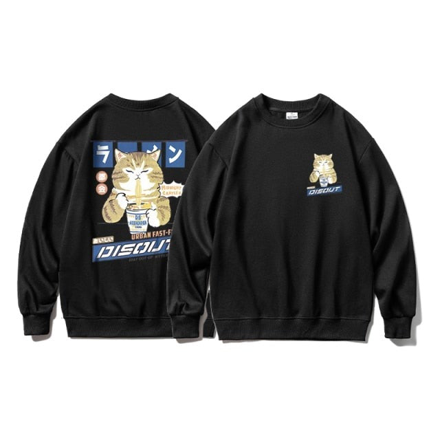 Harajuku Oversized Cat Print Sweatshirt