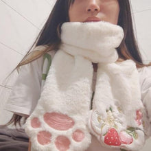 Load image into Gallery viewer, Women Plush Scarf Cat Paw
