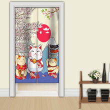Load image into Gallery viewer, Japanese Noren Lucky Cat Doorway Curtain
