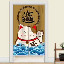 Load image into Gallery viewer, Japanese Noren Lucky Cat Doorway Curtain
