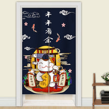 Load image into Gallery viewer, Japanese Noren Lucky Cat Doorway Curtain
